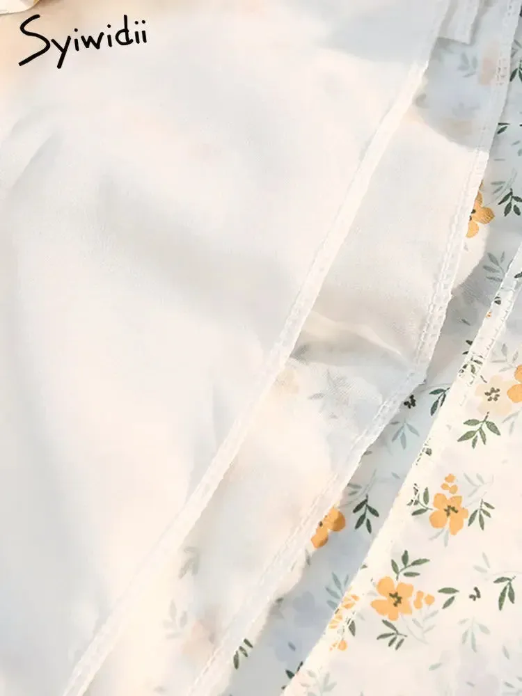 Floral Chiffon Midi Skirts for Women