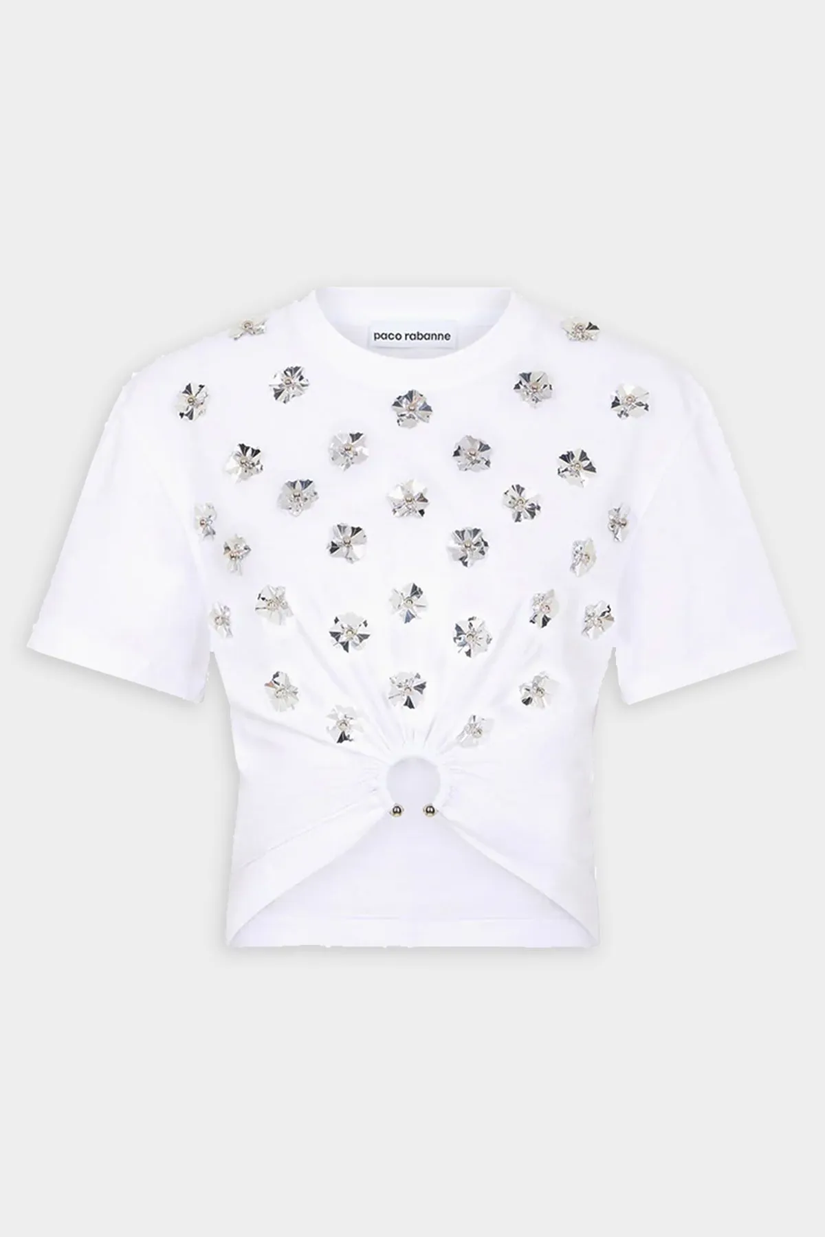 Floral Crop Top in White Silver