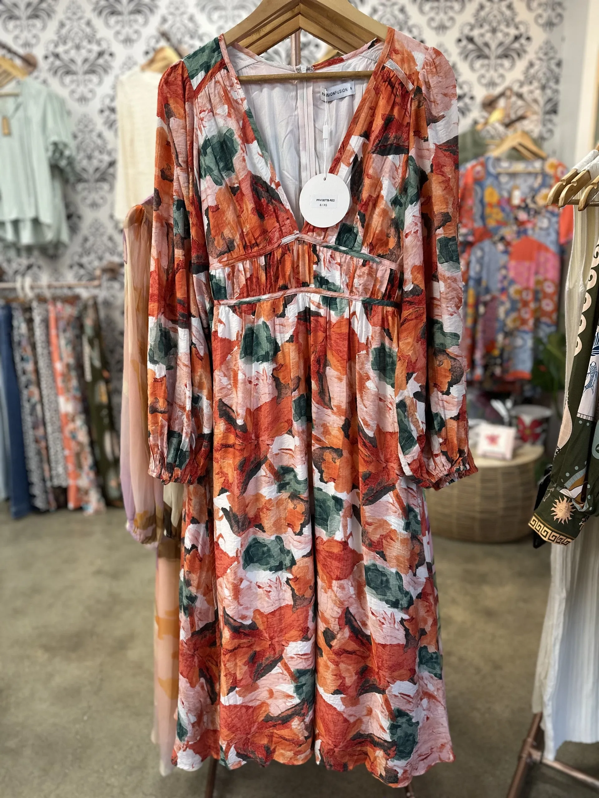 Floral Fantasy Party Dress - Red
