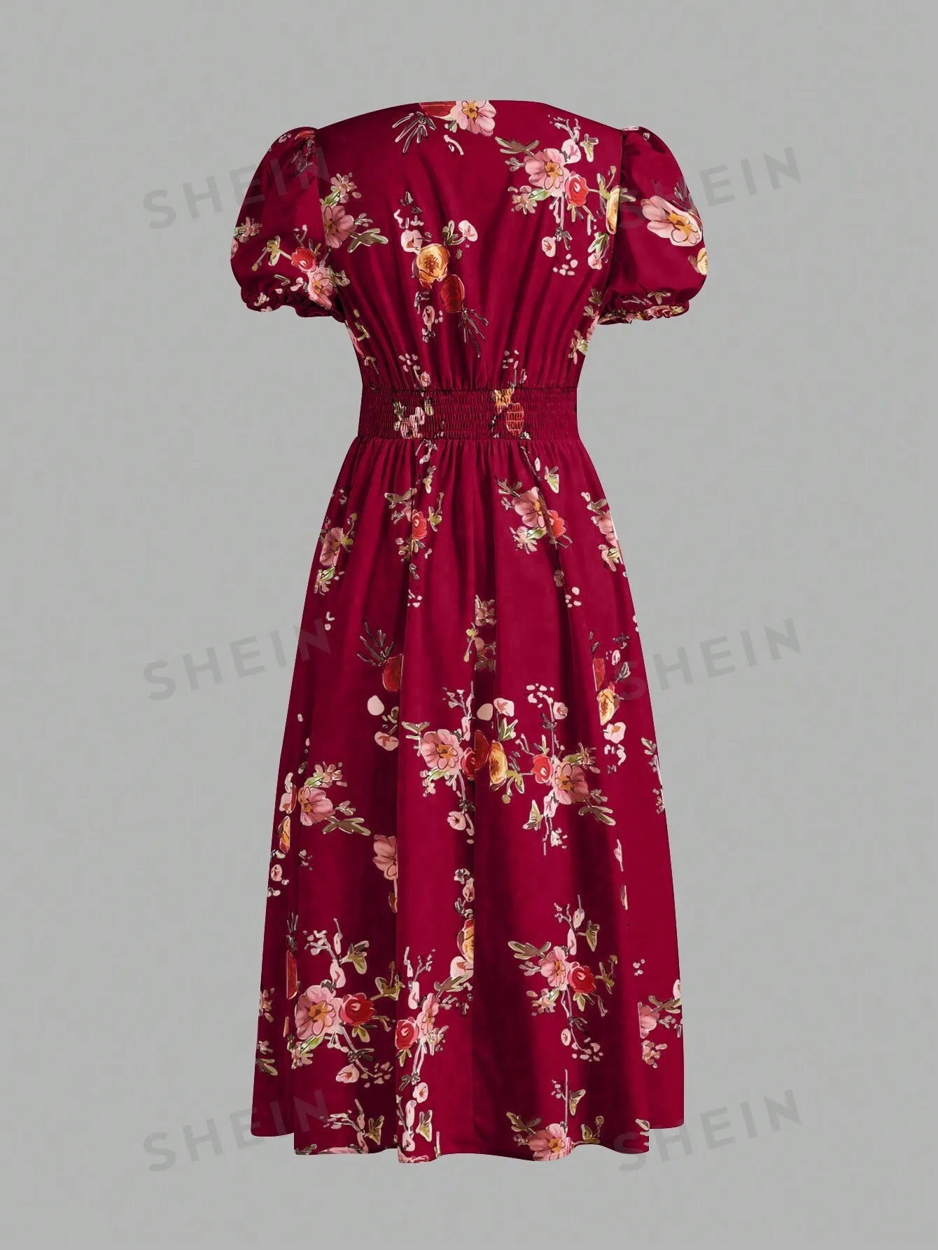 Floral Print Summer Wrap Dress With Criss-Cross Front And Cinched Waist