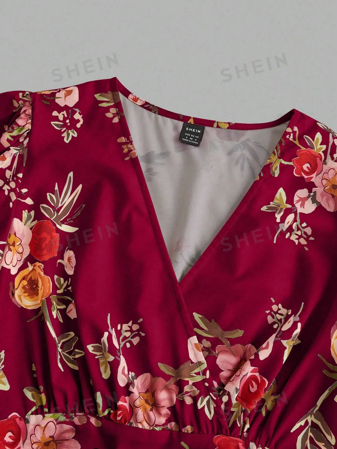 Floral Print Summer Wrap Dress With Criss-Cross Front And Cinched Waist