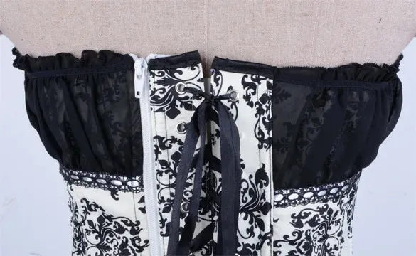 Floral Satin Lace-Up Over Bust Corset