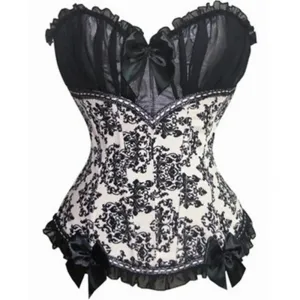 Floral Satin Lace-Up Over Bust Corset