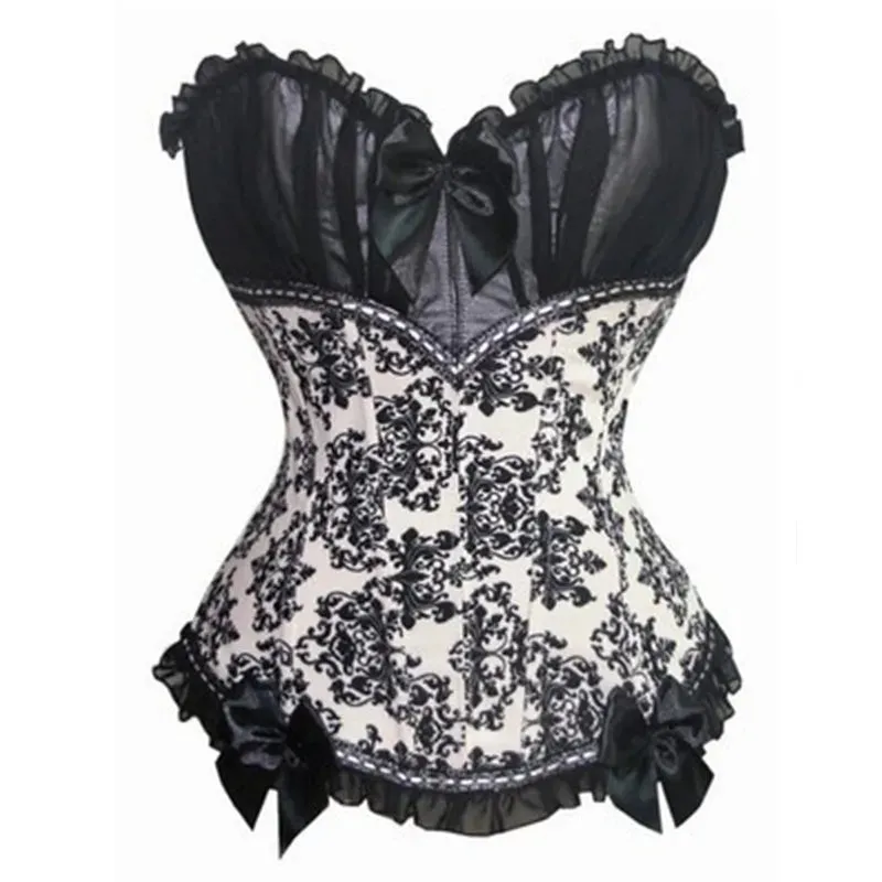 Floral Satin Lace-Up Over Bust Corset