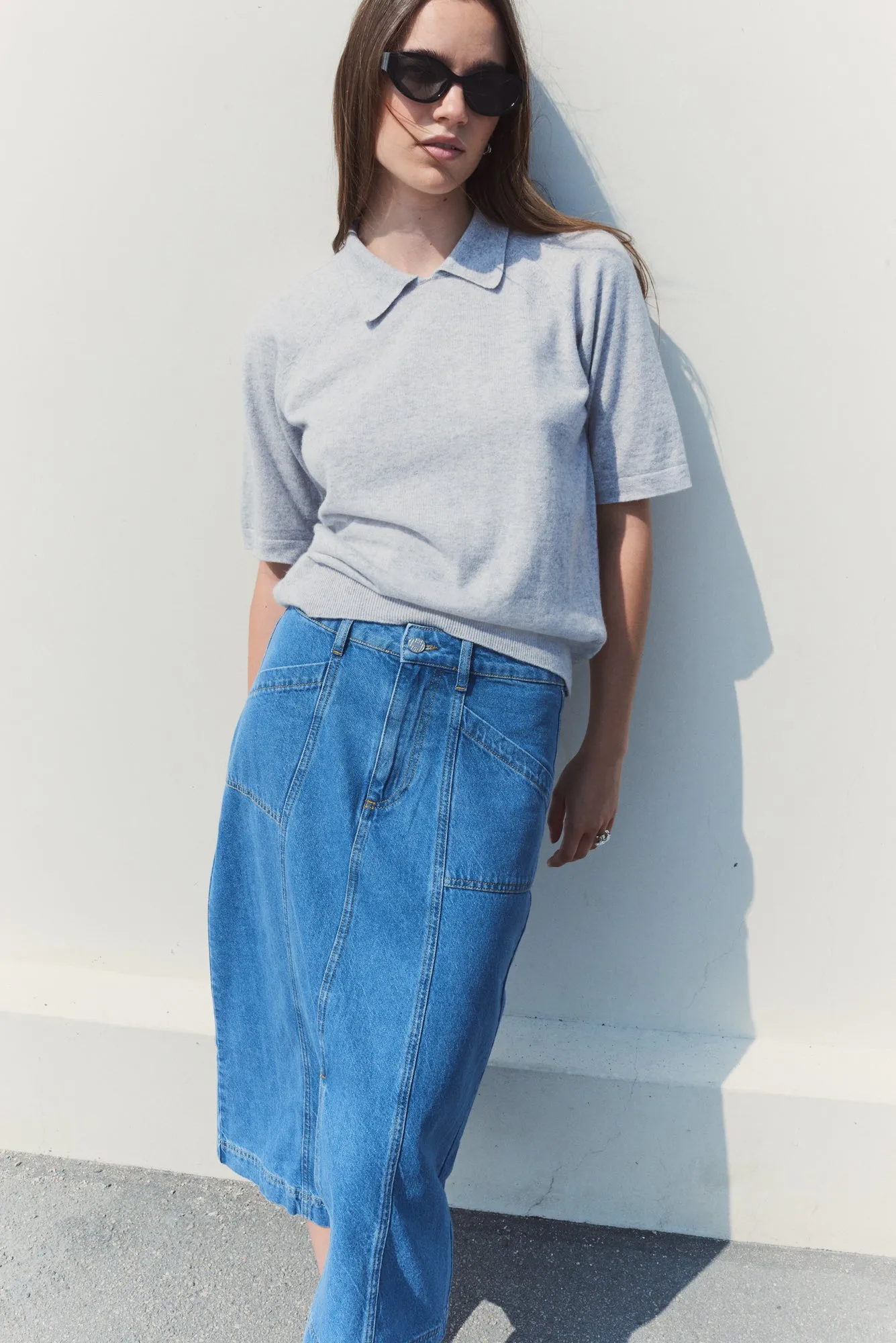 Frilla 4 Skirt - Medi Blue Denim