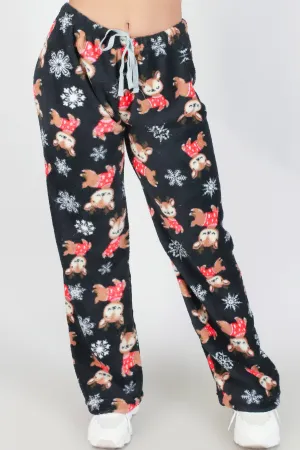 FUZZY REINDEER SLEEP PANTS