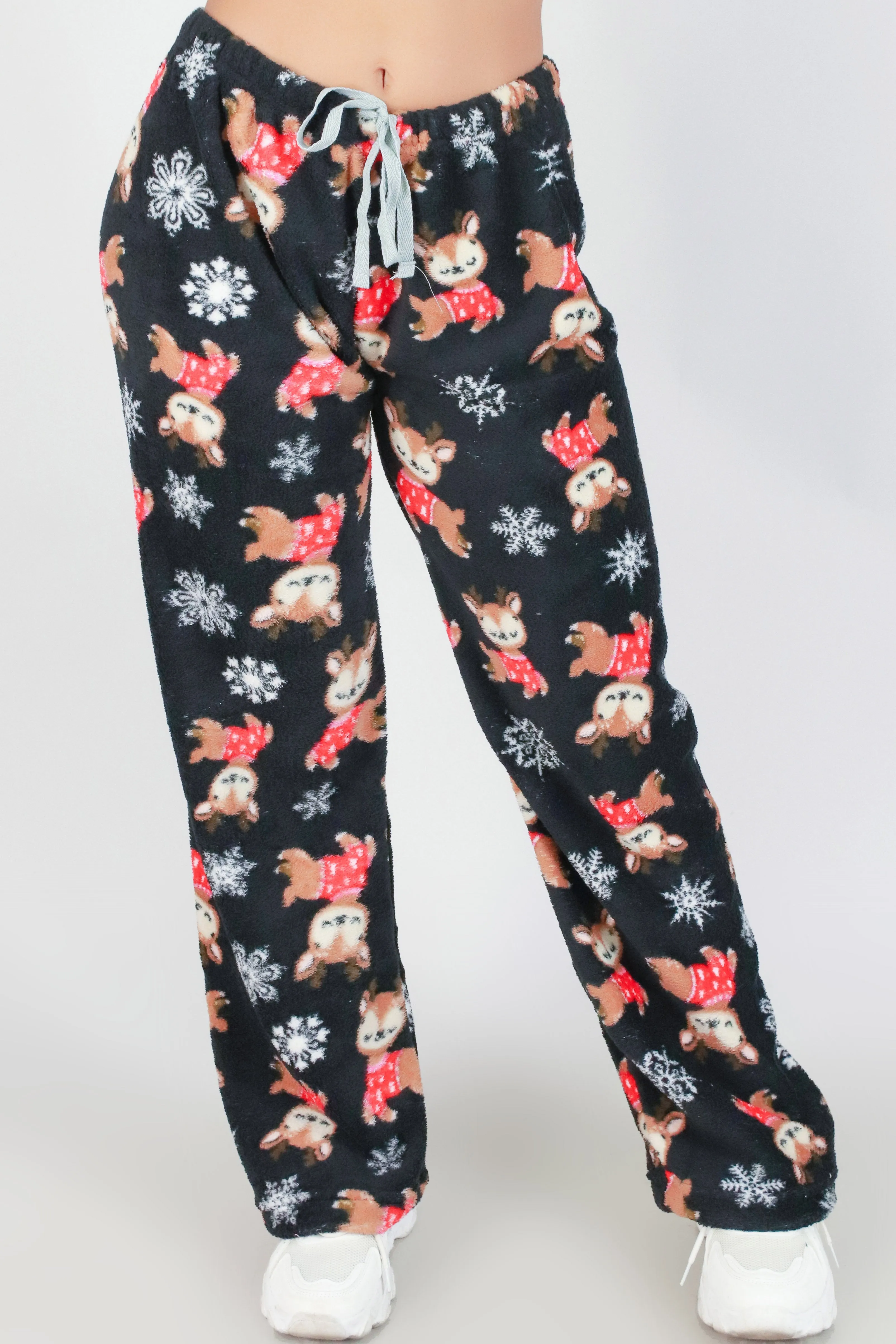 FUZZY REINDEER SLEEP PANTS