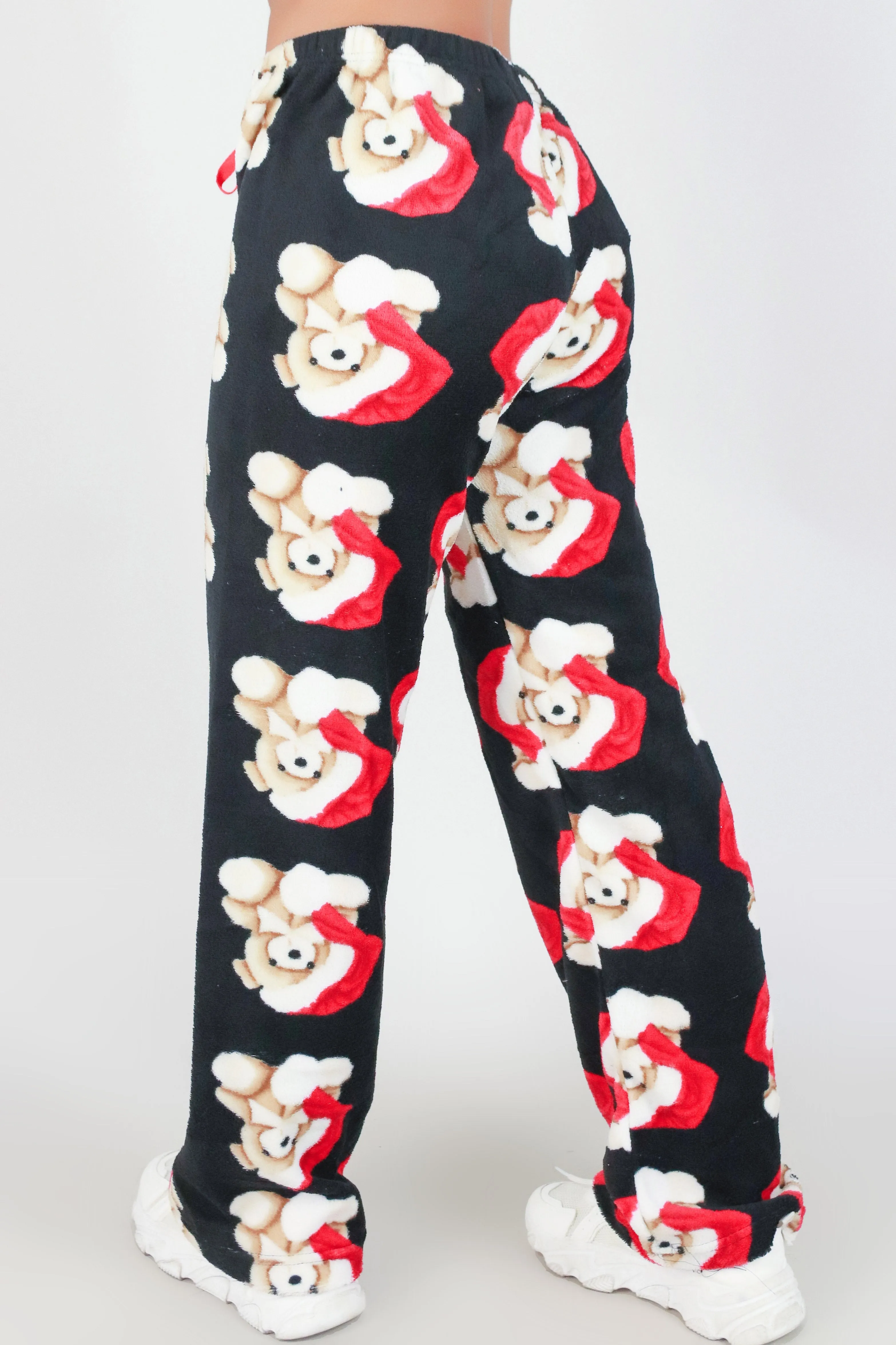 FUZZY SANTA BEAR SLEEP PANTS
