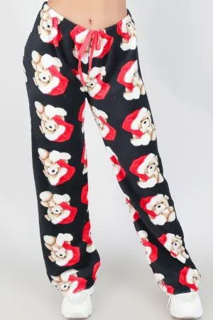 FUZZY SANTA BEAR SLEEP PANTS