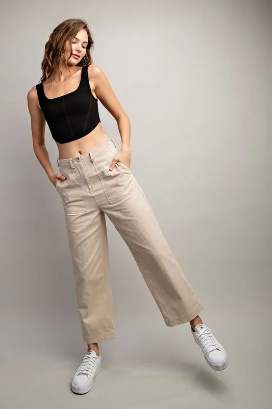 Gemma Straight Leg Pants in Oatmeal - Final Sale