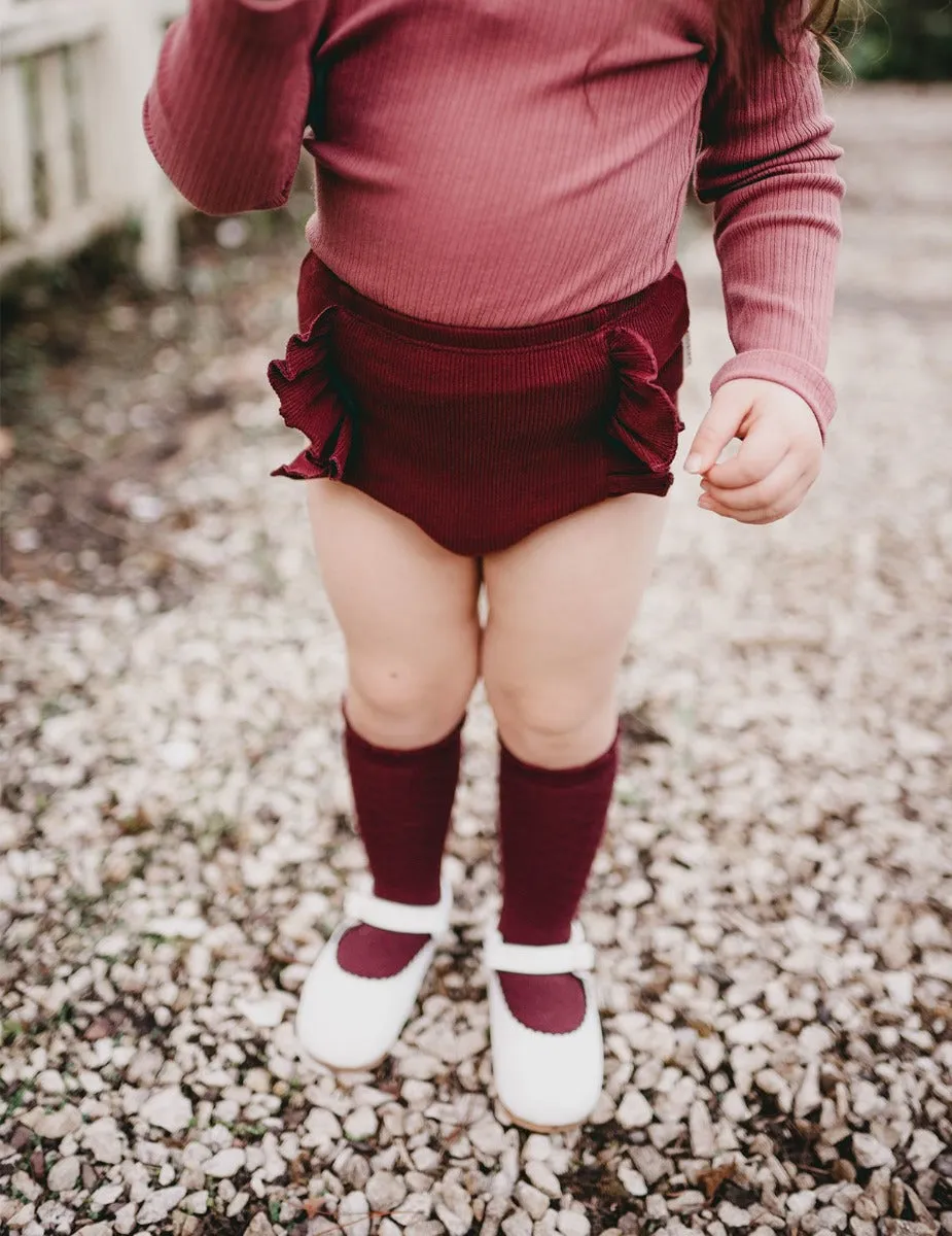 Georgia Ribbed Ruffle Bloomers - Plum