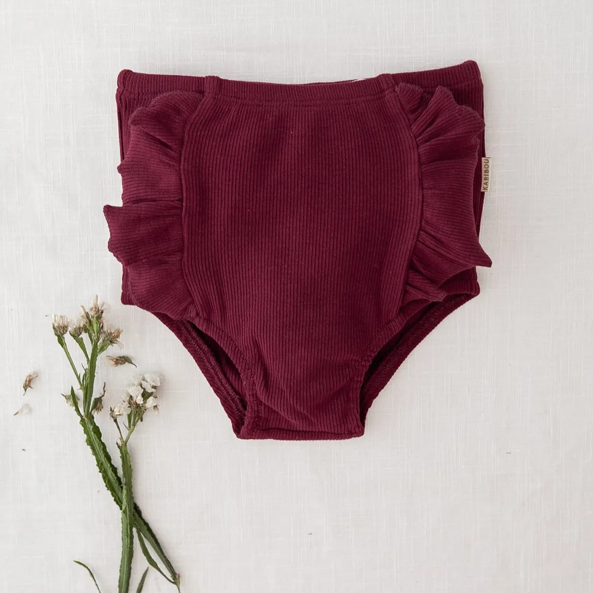 Georgia Ribbed Ruffle Bloomers - Plum
