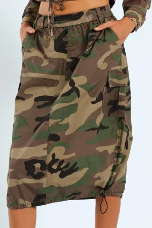 Girls Camo Midi Cargo Skirt - Camo
