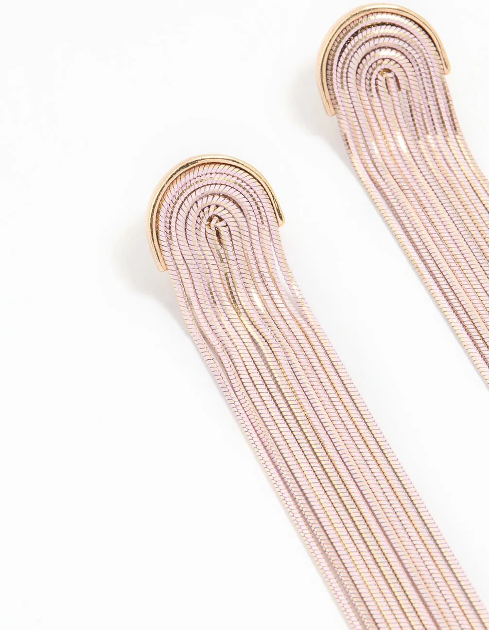 Gold Pink Waterfall Cut Chain Earrings