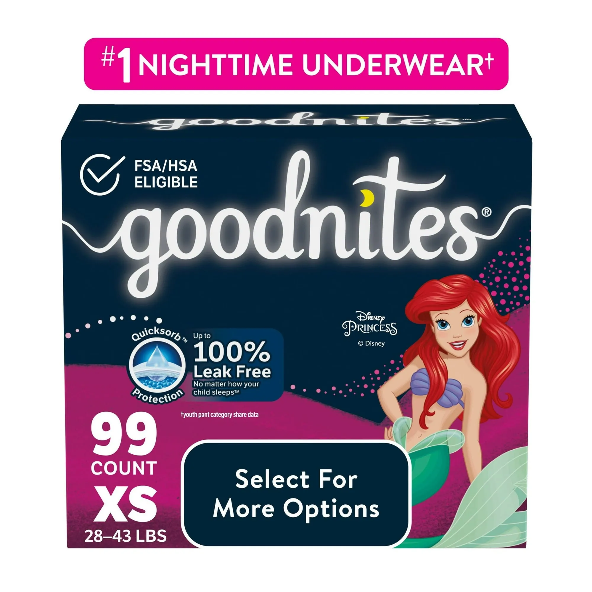Goodnites Bedwetting Underwear for Girls, XS (28-43 lbs), 99 Ct (Select for More) - new