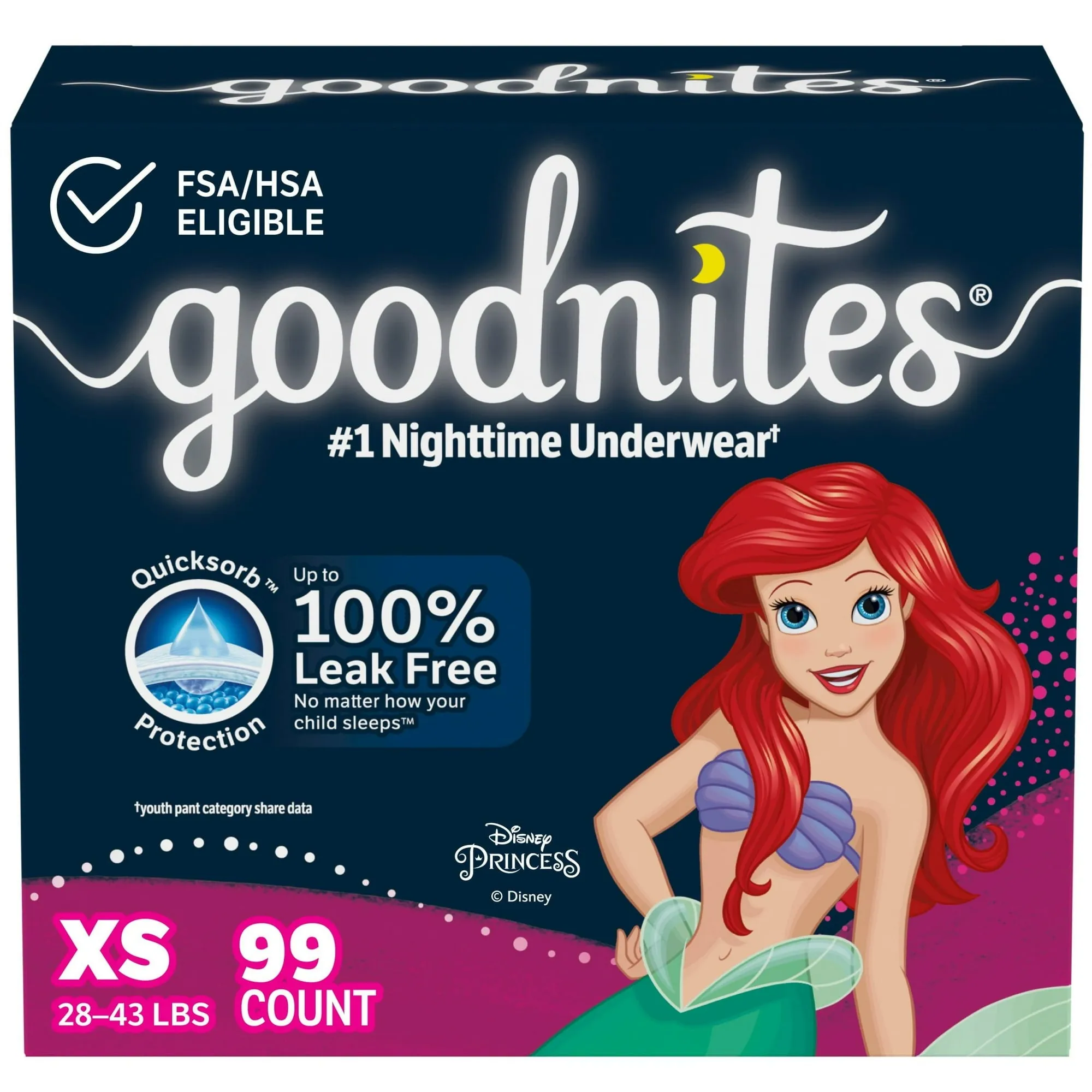Goodnites Bedwetting Underwear for Girls, XS (28-43 lbs), 99 Ct (Select for More) - new
