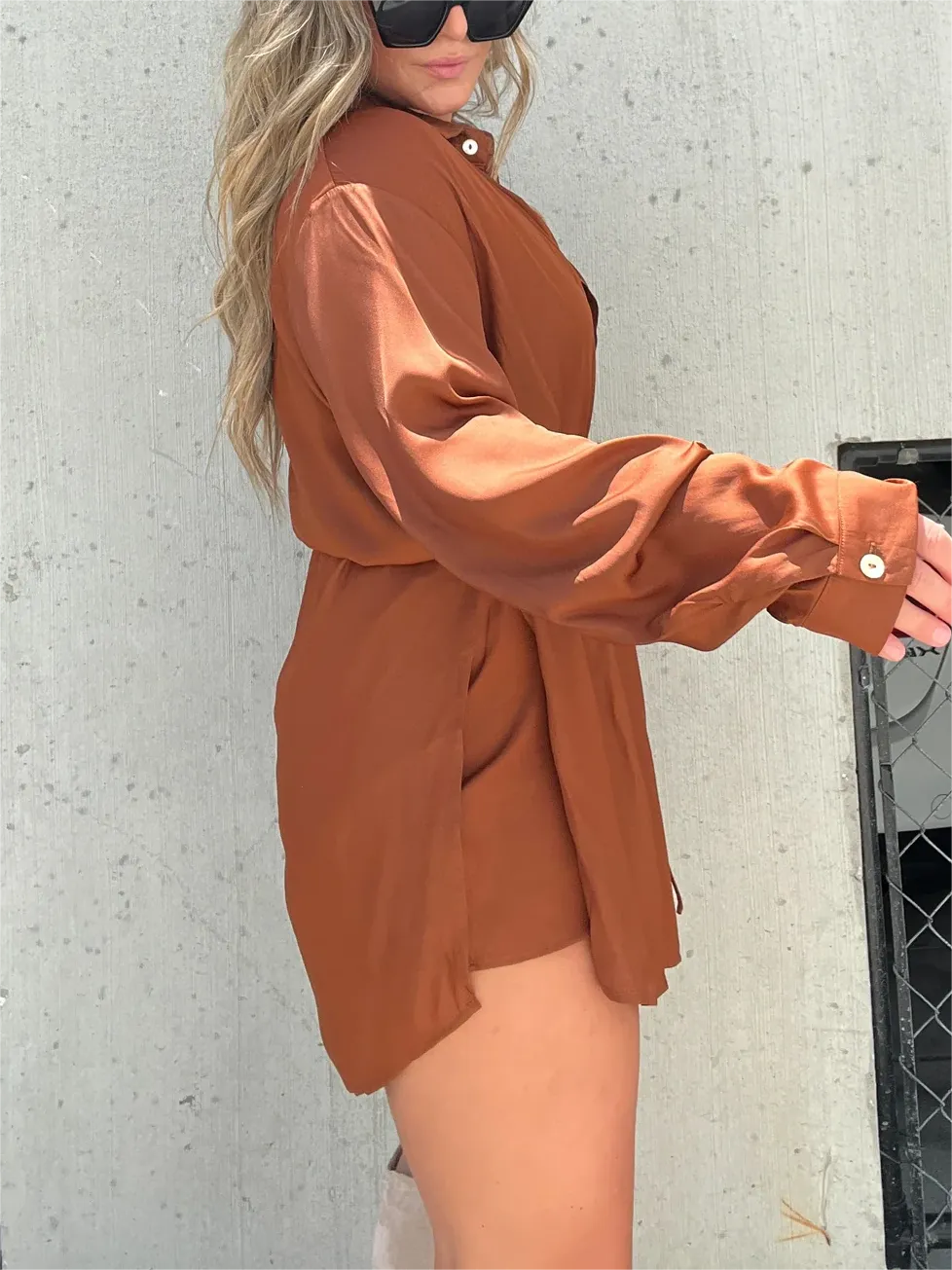 HAISLEY | LONG SLEEVE SATIN DRESS