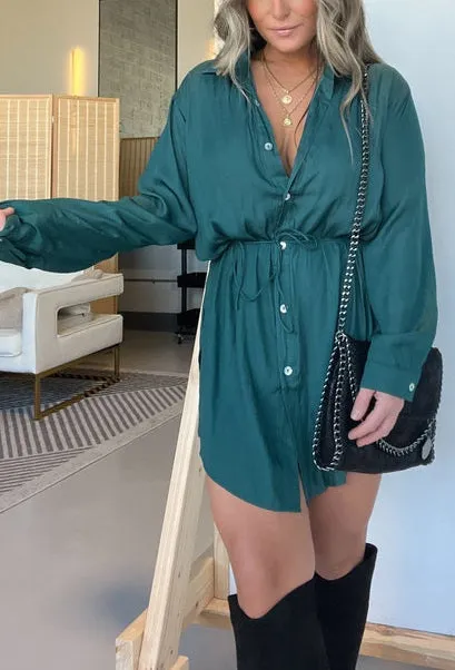 HAISLEY | LONG SLEEVE SATIN DRESS