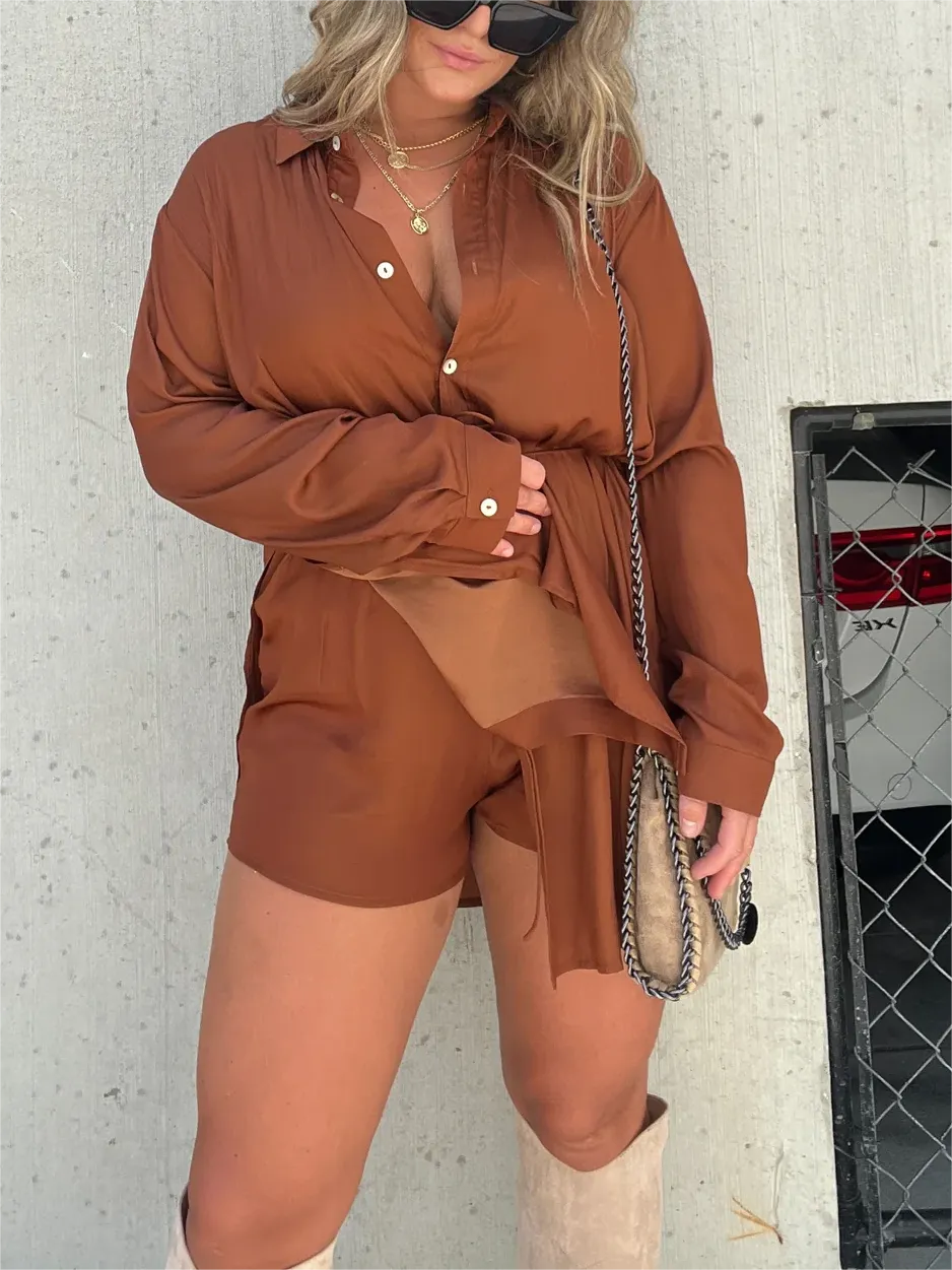 HAISLEY | LONG SLEEVE SATIN DRESS