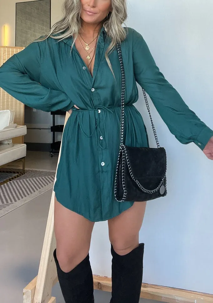HAISLEY | LONG SLEEVE SATIN DRESS