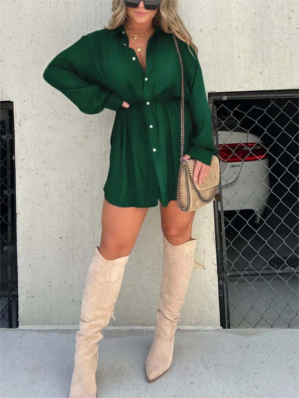 HAISLEY | LONG SLEEVE SATIN DRESS