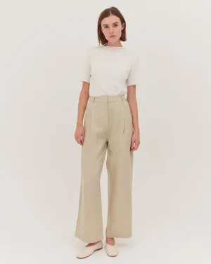 Hemp and Cotton Single Pleat Tailored Pant