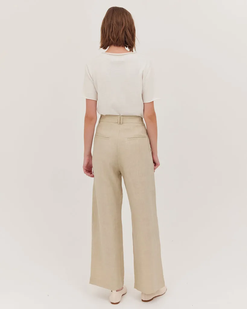Hemp and Cotton Single Pleat Tailored Pant