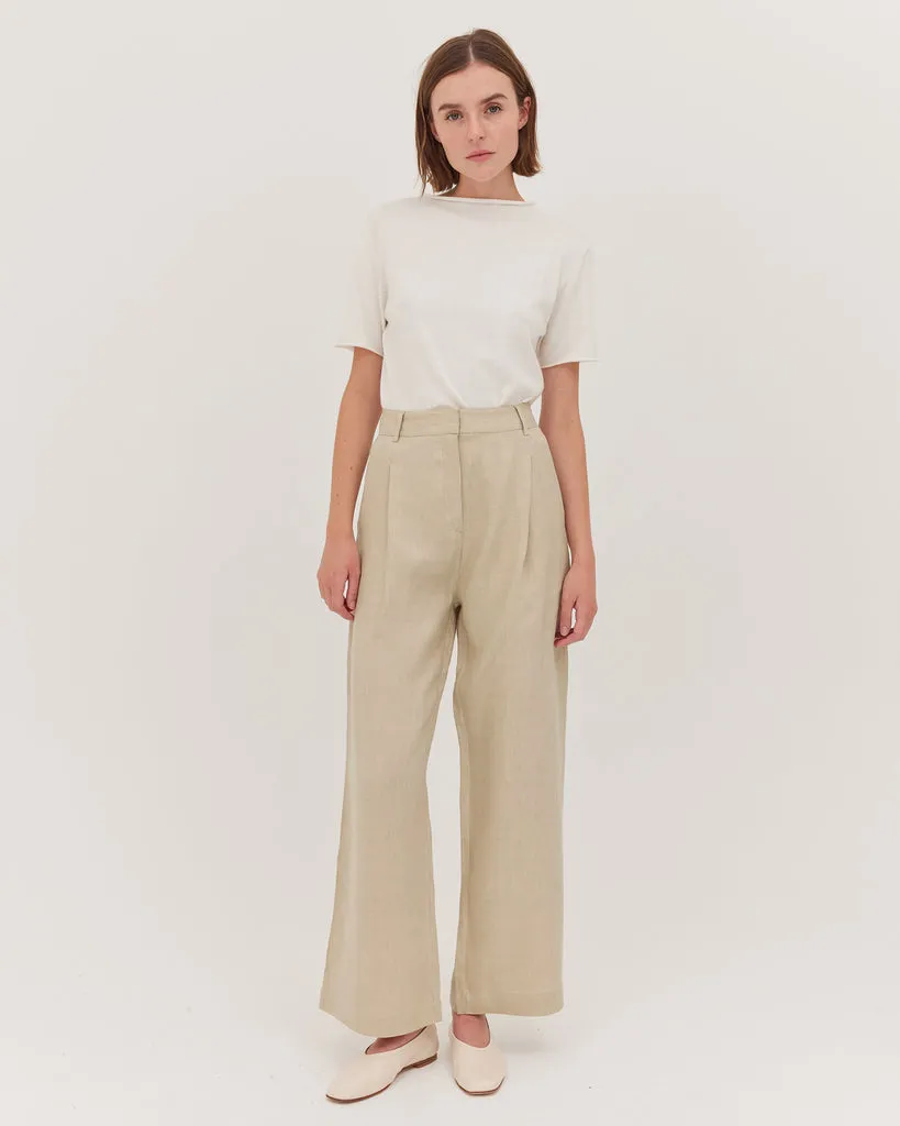 Hemp and Cotton Single Pleat Tailored Pant