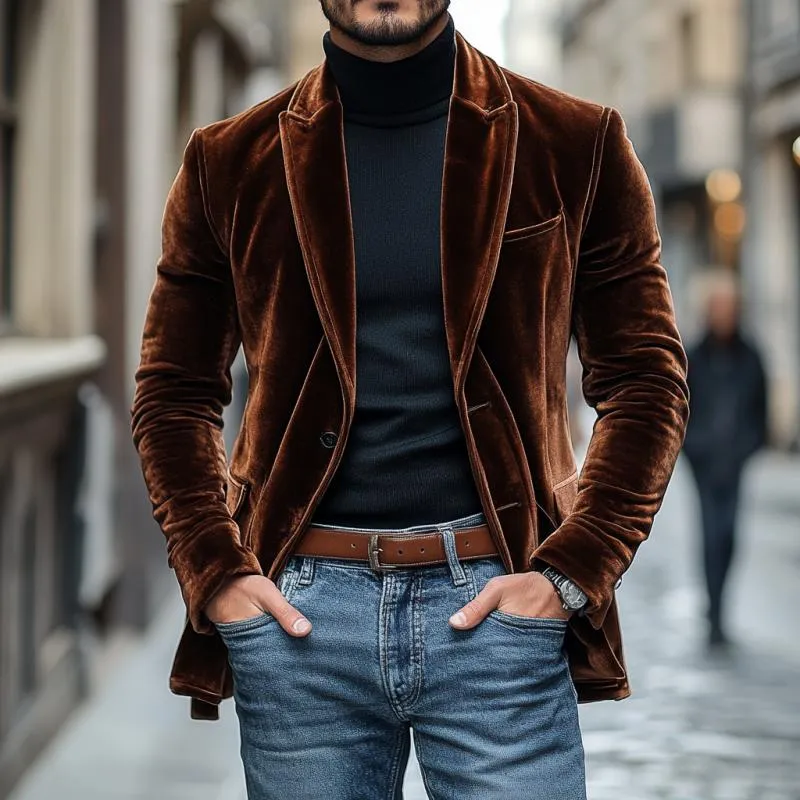 Henry - Velvet blazer with peaked lapel