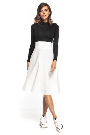 High-Waist Zipper Midi Skirt