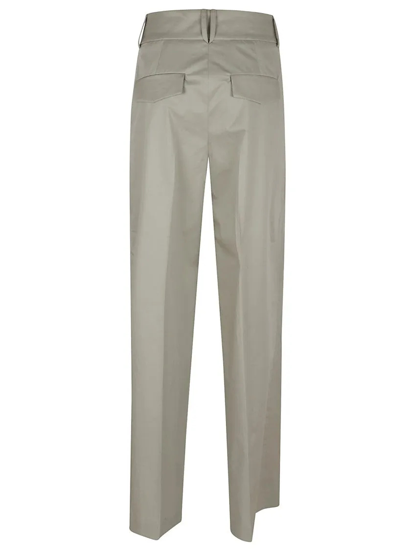 High-Waisted Tailored Cotton Trousers