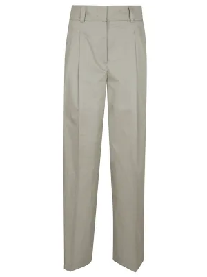 High-Waisted Tailored Cotton Trousers