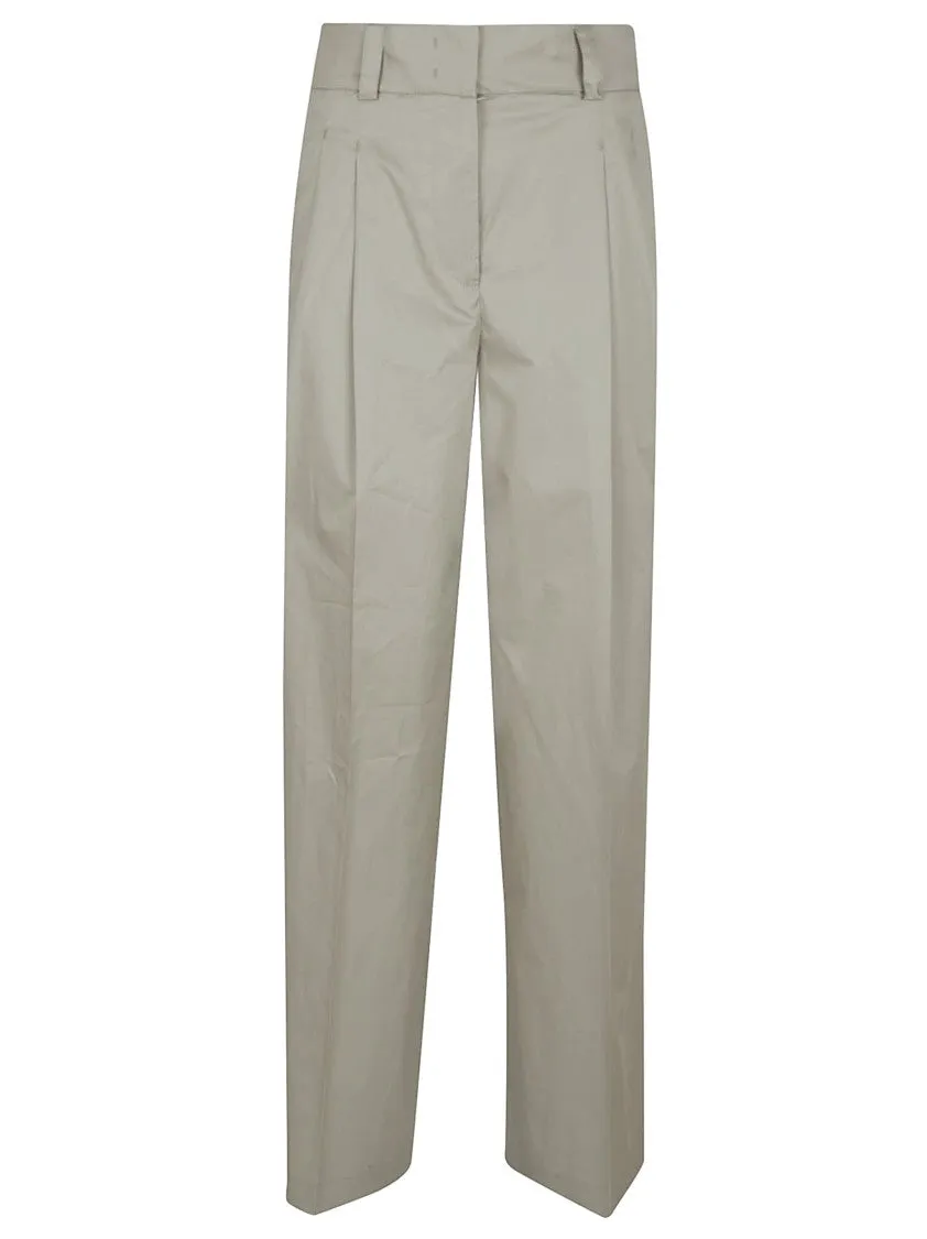 High-Waisted Tailored Cotton Trousers