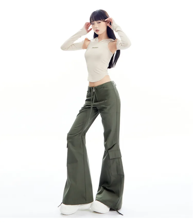 Hooded Ribbed Cutout Top