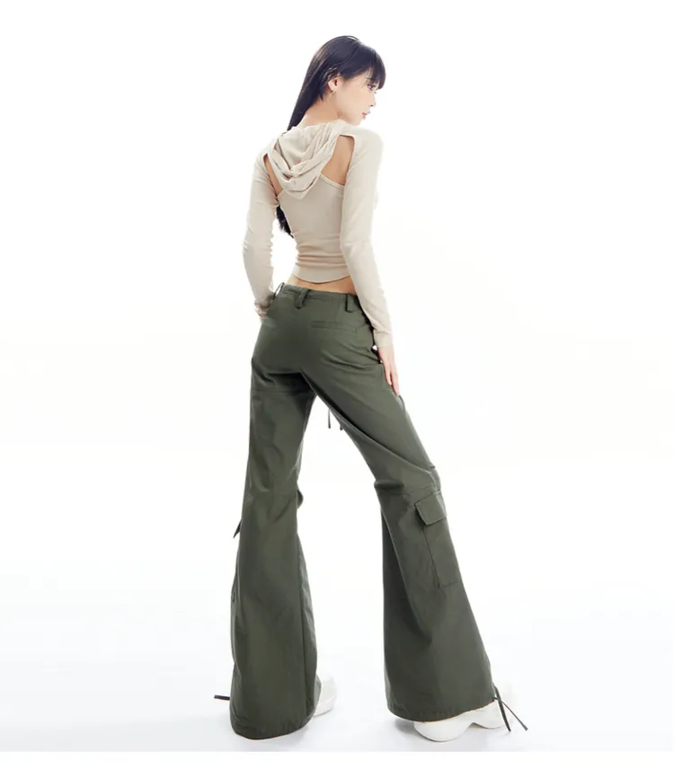 Hooded Ribbed Cutout Top