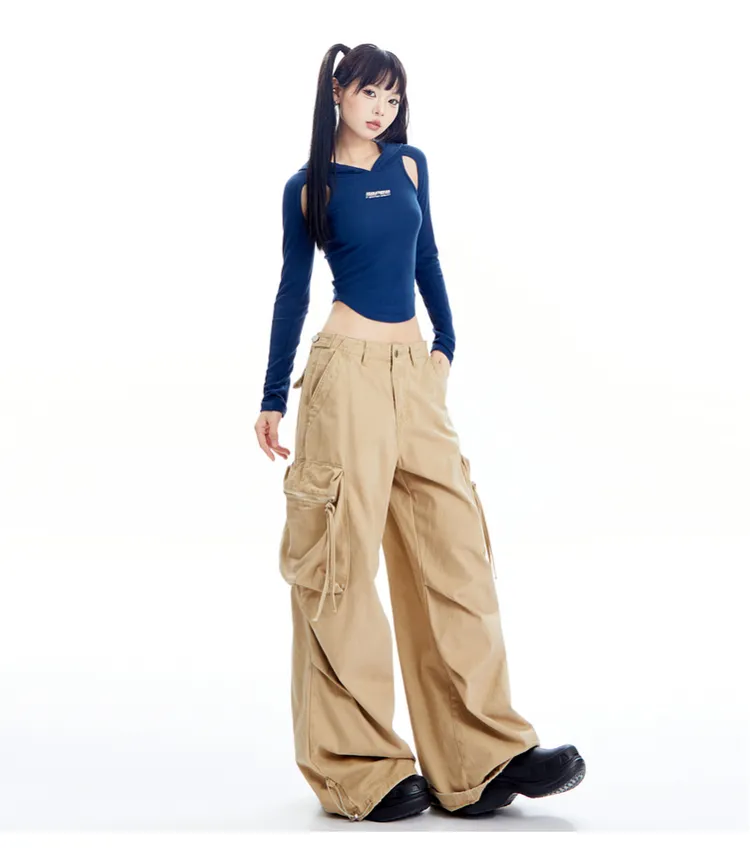 Hooded Ribbed Cutout Top