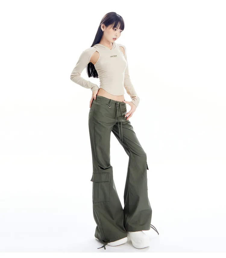 Hooded Ribbed Cutout Top