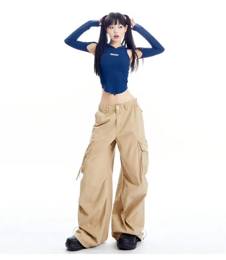 Hooded Ribbed Cutout Top