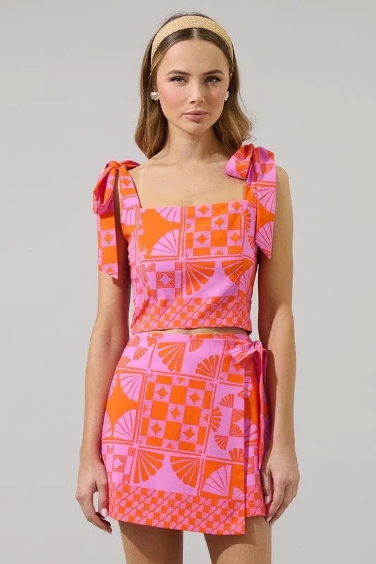 Hot pink and orange skort and crop top