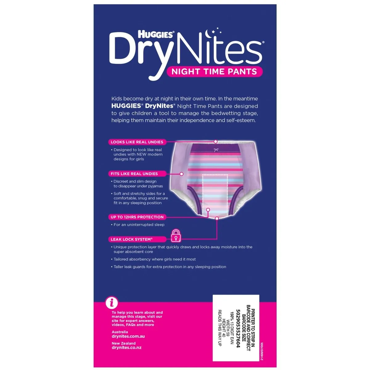 Huggies DryNites Girls 8-15 Years 9 Pack