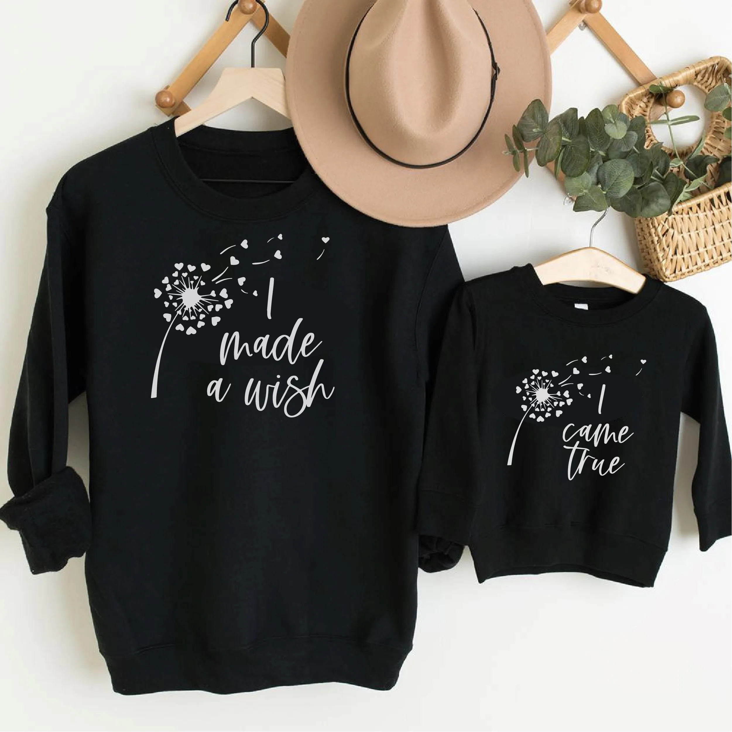 I Made a Wish Matching Black Sweatshirts