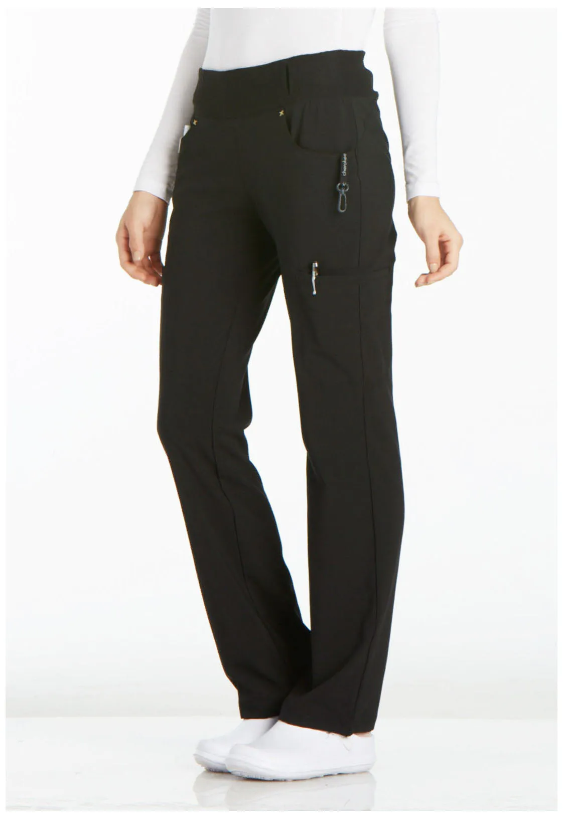 iFlex CK002 Mid Rise Straight Leg Pull-on Pants Black