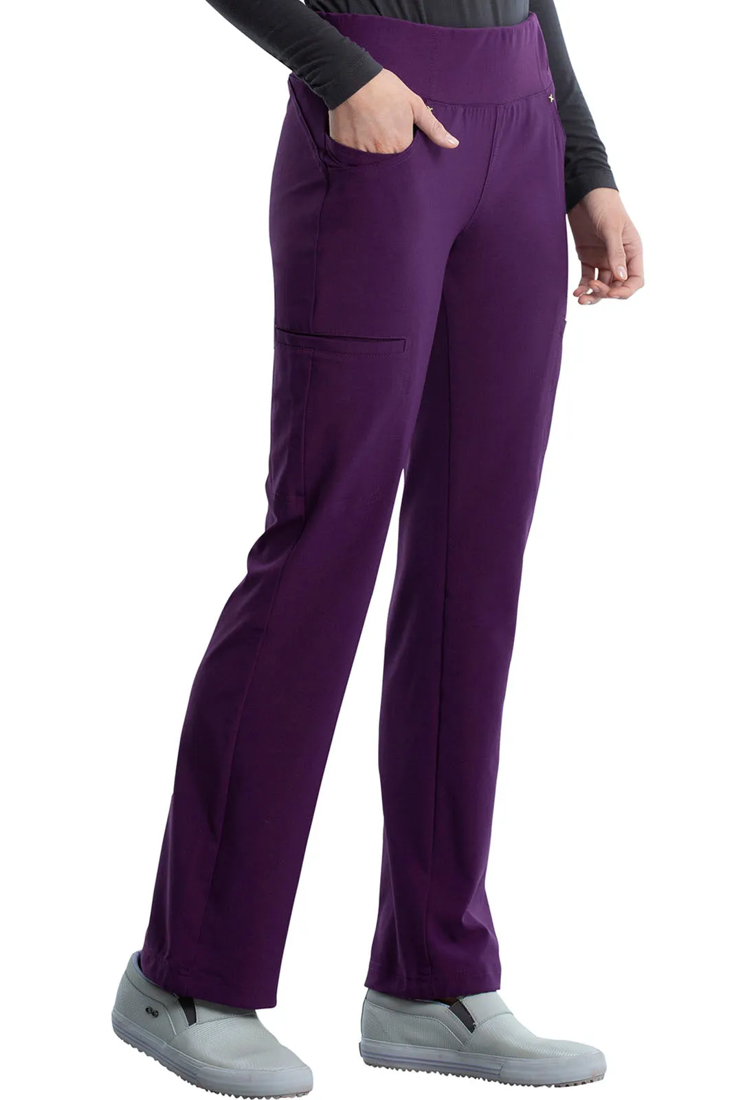 iFlex CK002 Mid Rise Straight Leg Pull-on Pants Eggplant