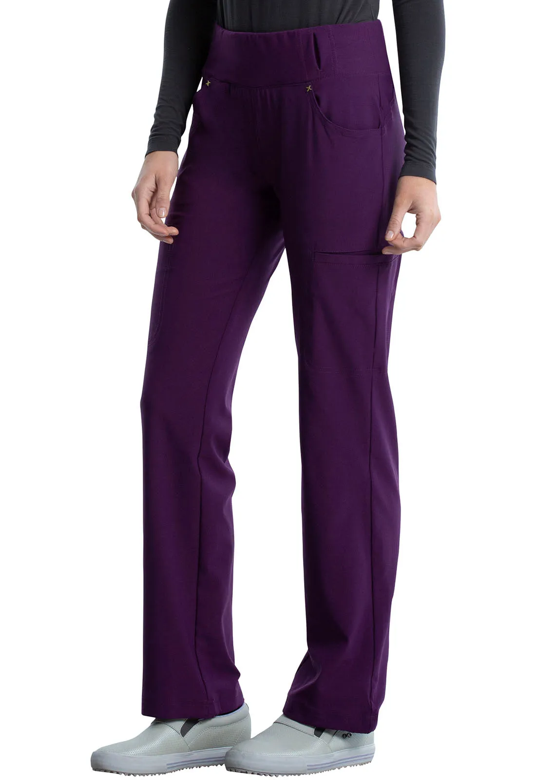iFlex CK002 Mid Rise Straight Leg Pull-on Pants Eggplant