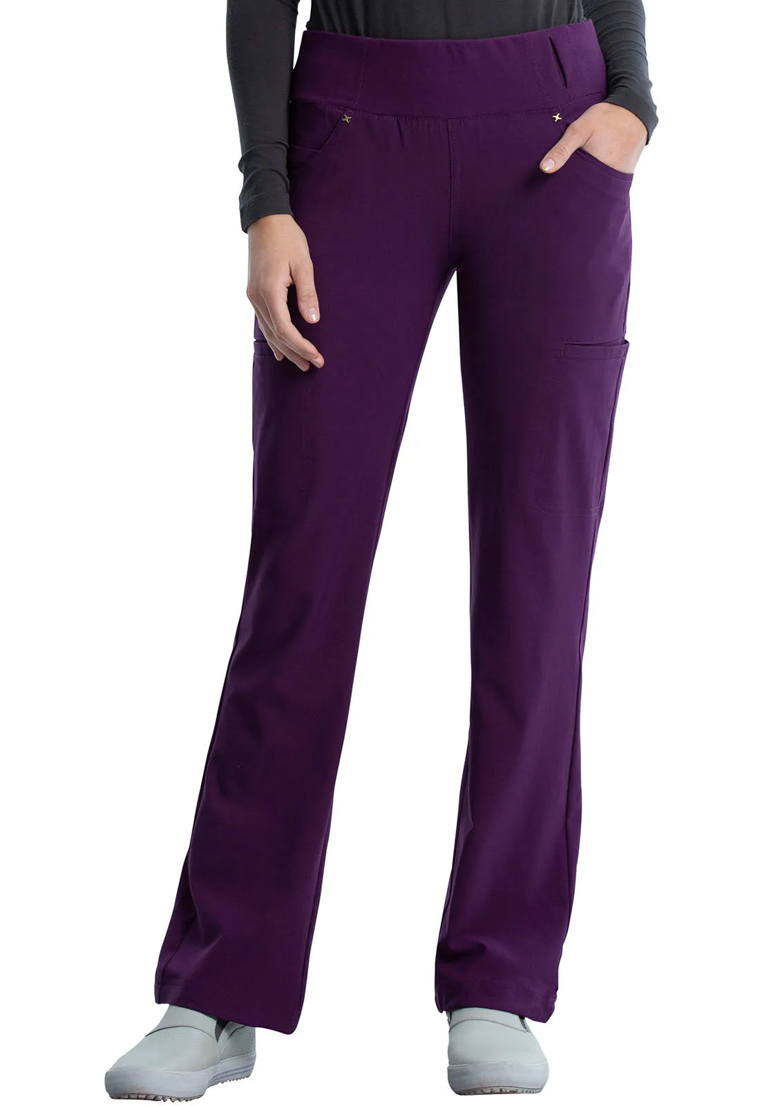 iFlex CK002 Mid Rise Straight Leg Pull-on Pants Eggplant