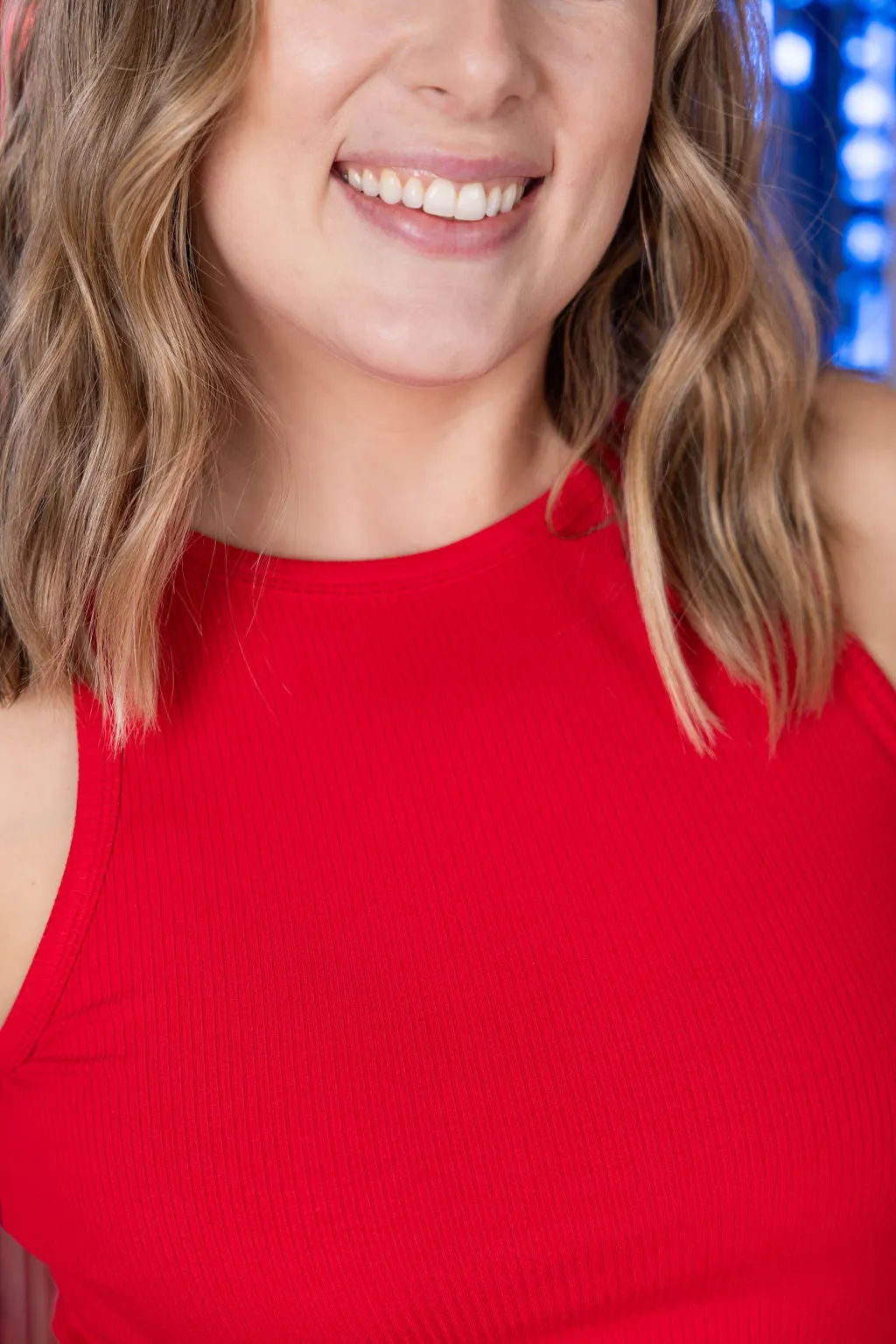 IN PRODUCTION Tara Ribbed Tank - Red