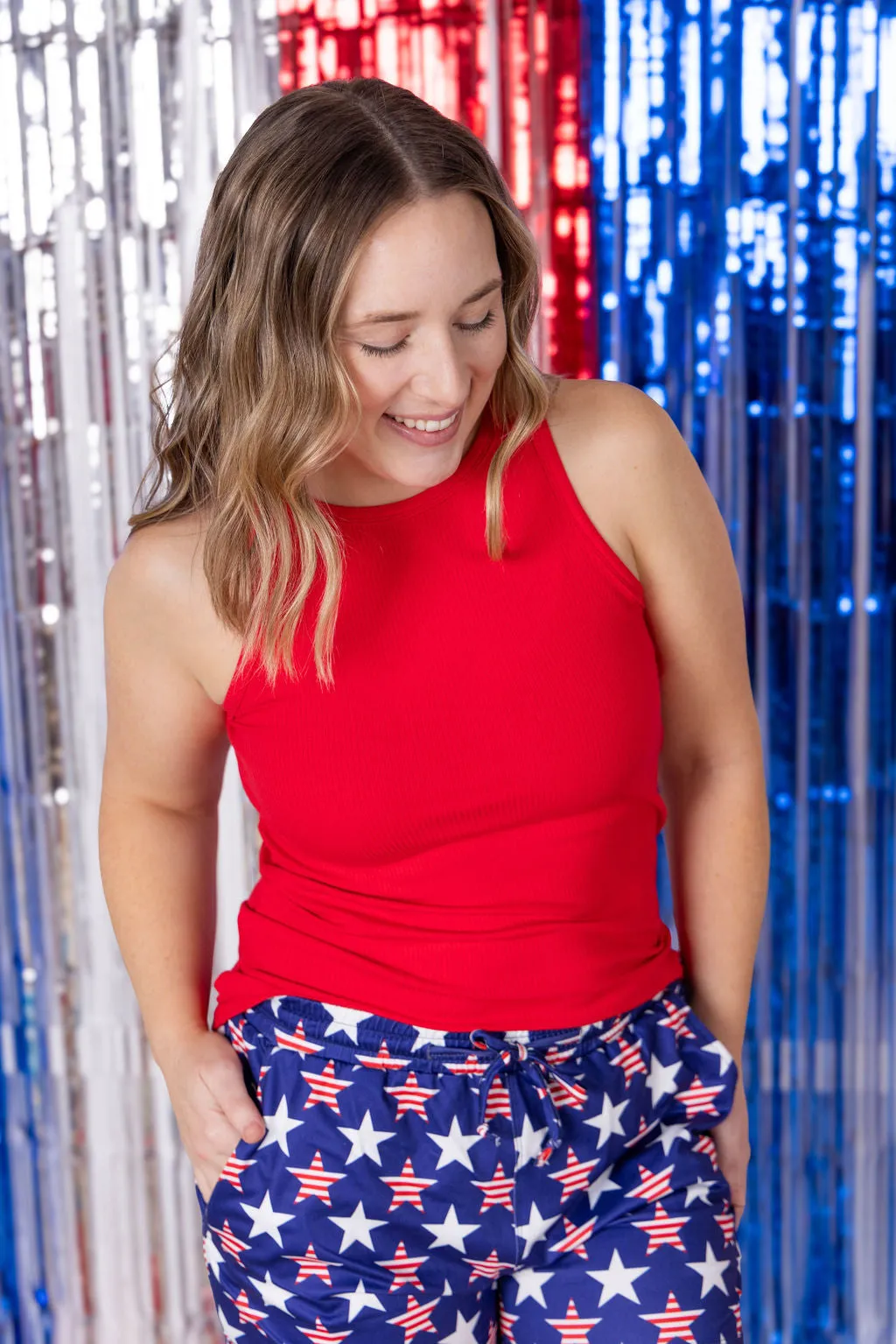 IN PRODUCTION Tara Ribbed Tank - Red