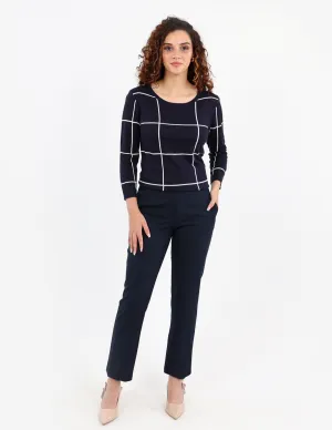 Intarsia Knit Checked Top