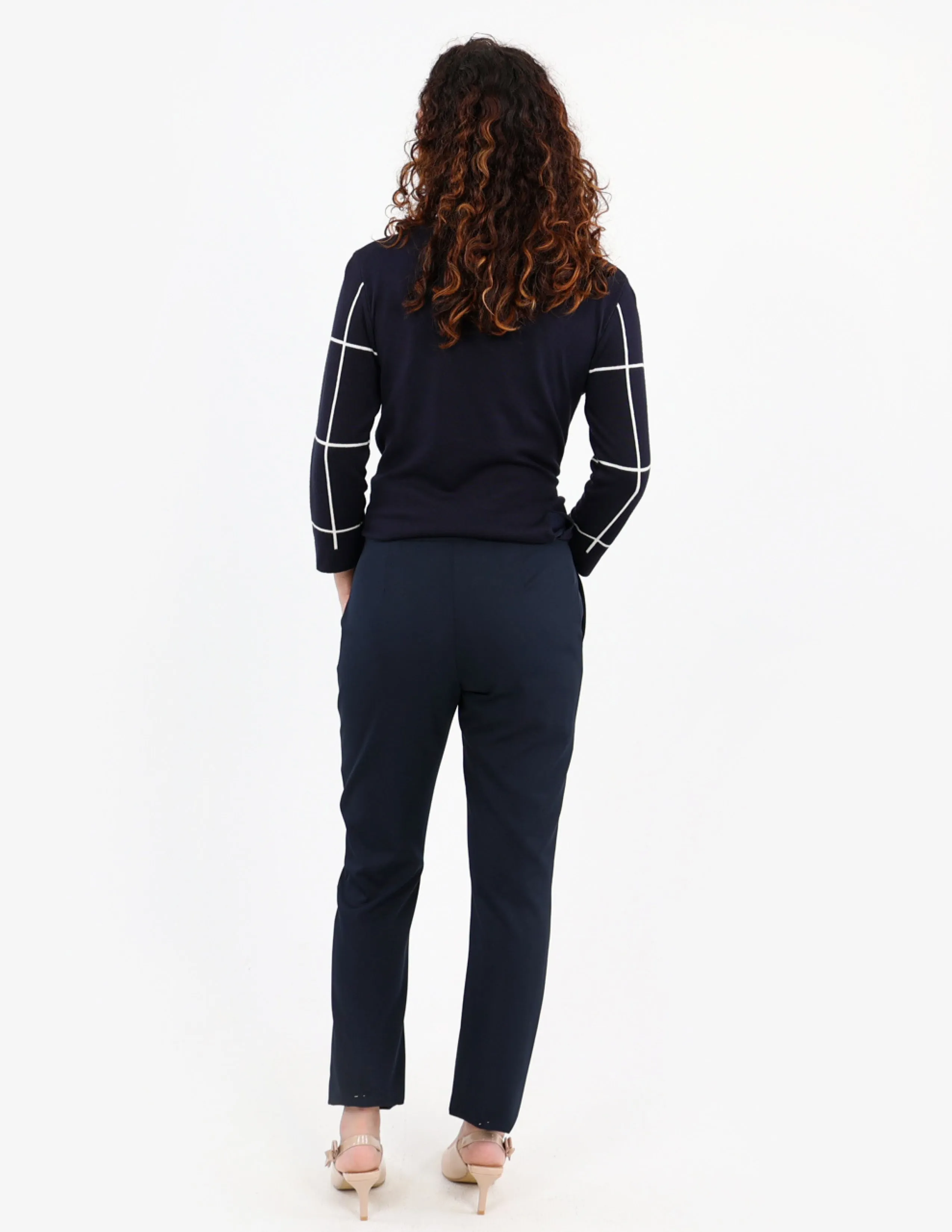 Intarsia Knit Checked Top