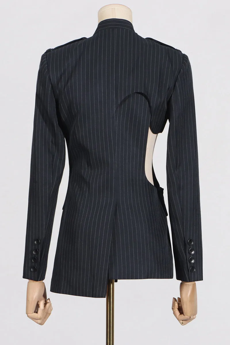 Irregular Cut Striped Blazer